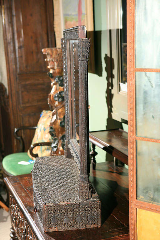 19th C. Carved Ebonized Dressing Mirror For Sale 2