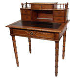 Pitch Pine Faux Bamboo Writing Table, France, Late 19th C.