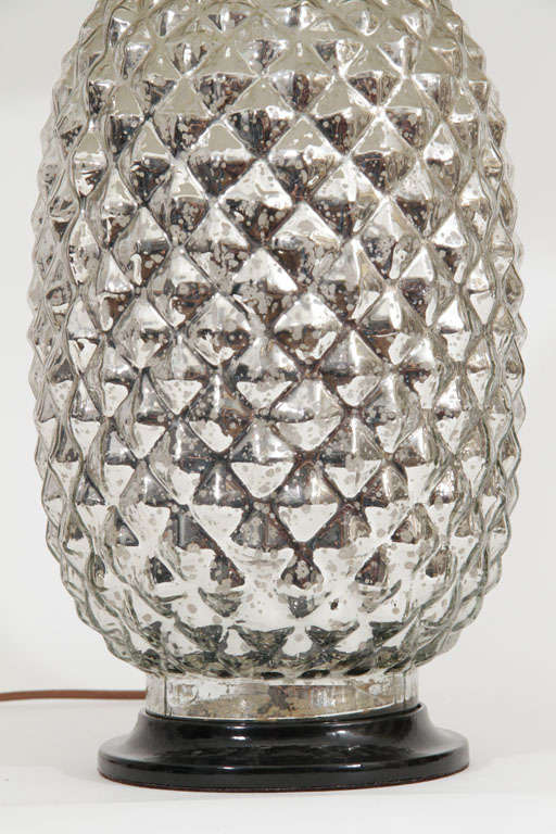 Mercury Glass Pineapple Motif Lamp, Mid 20th Century 1