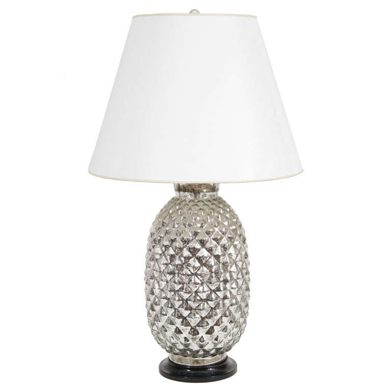 Mercury Glass Pineapple Motif Lamp, Mid 20th Century