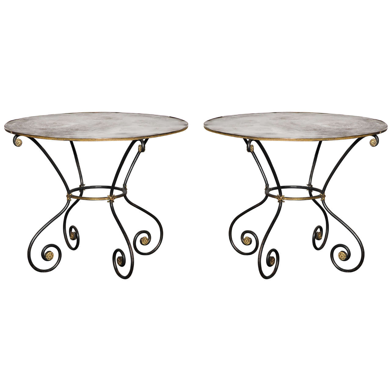Pair of Metal Gueridon Tables For Sale