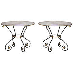 Vintage Pair of Metal Gueridon Tables