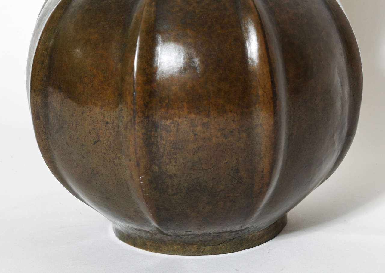 Liberato Zola French Art Deco Copper Dinanderie Vase In Excellent Condition For Sale In New York, NY