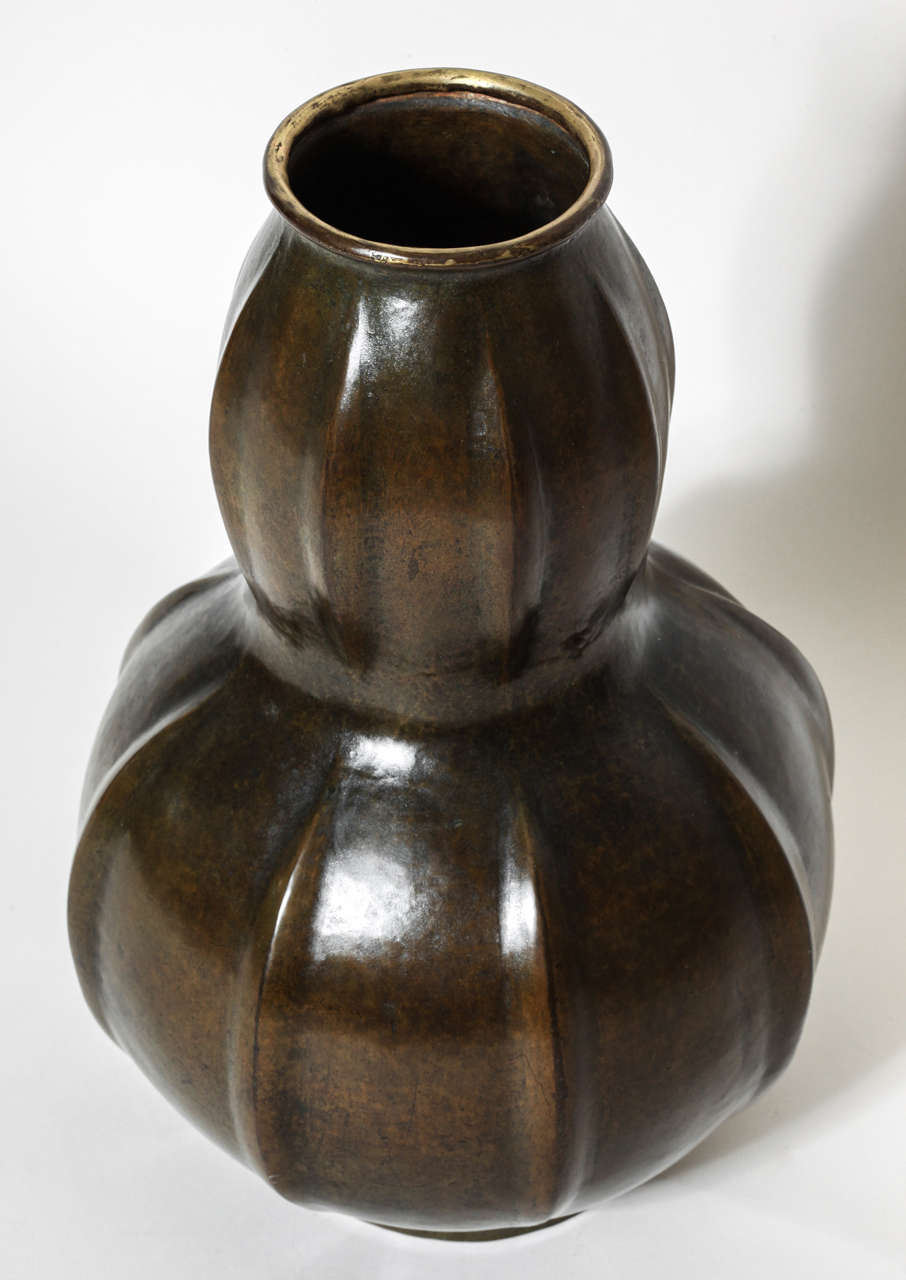 Liberato Zola French Art Deco Copper Dinanderie Vase For Sale 1