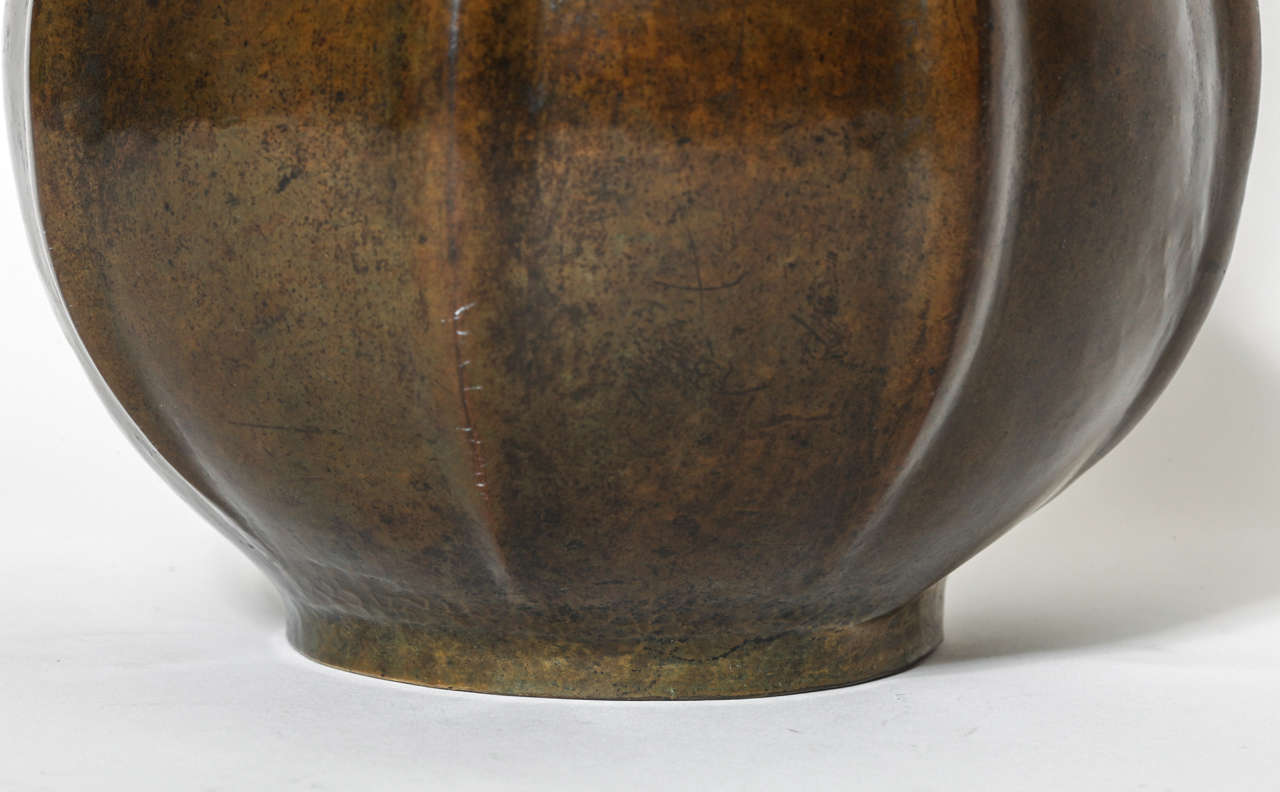 Liberato Zola French Art Deco Copper Dinanderie Vase For Sale 4