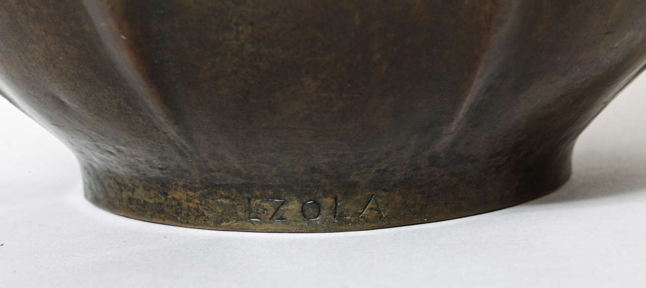 Liberato Zola French Art Deco Copper Dinanderie Vase For Sale 5