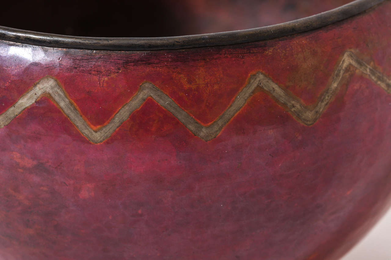 20th Century Claudius Linossier Art Deco Copper and Silver Dinanderie Vase