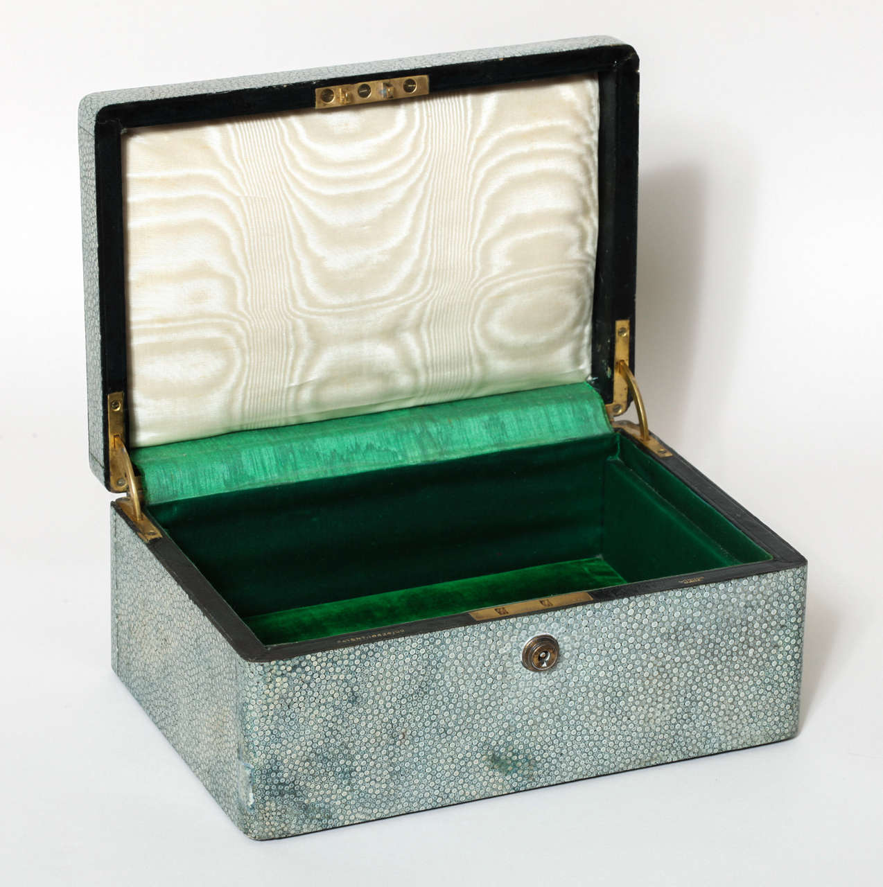 English Art Deco Shagreen and Silver Jewelry Box 2
