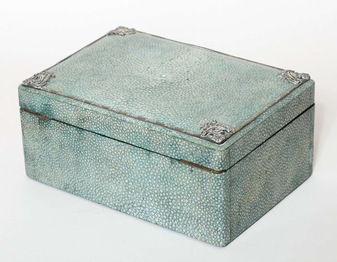 English Art Deco Shagreen and Silver Jewelry Box 6