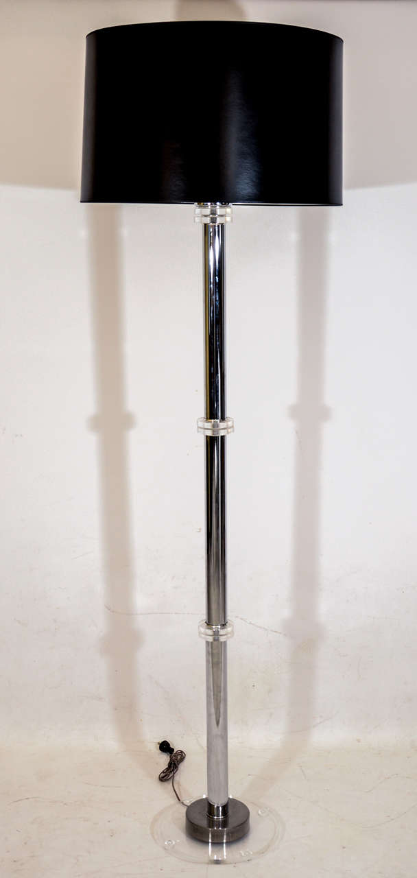 Grand Scale Chrome and Lucite Floor Lamp at 1stDibs