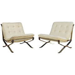 Ico PARISI - A Pair of Steel Based Lounge Chairs