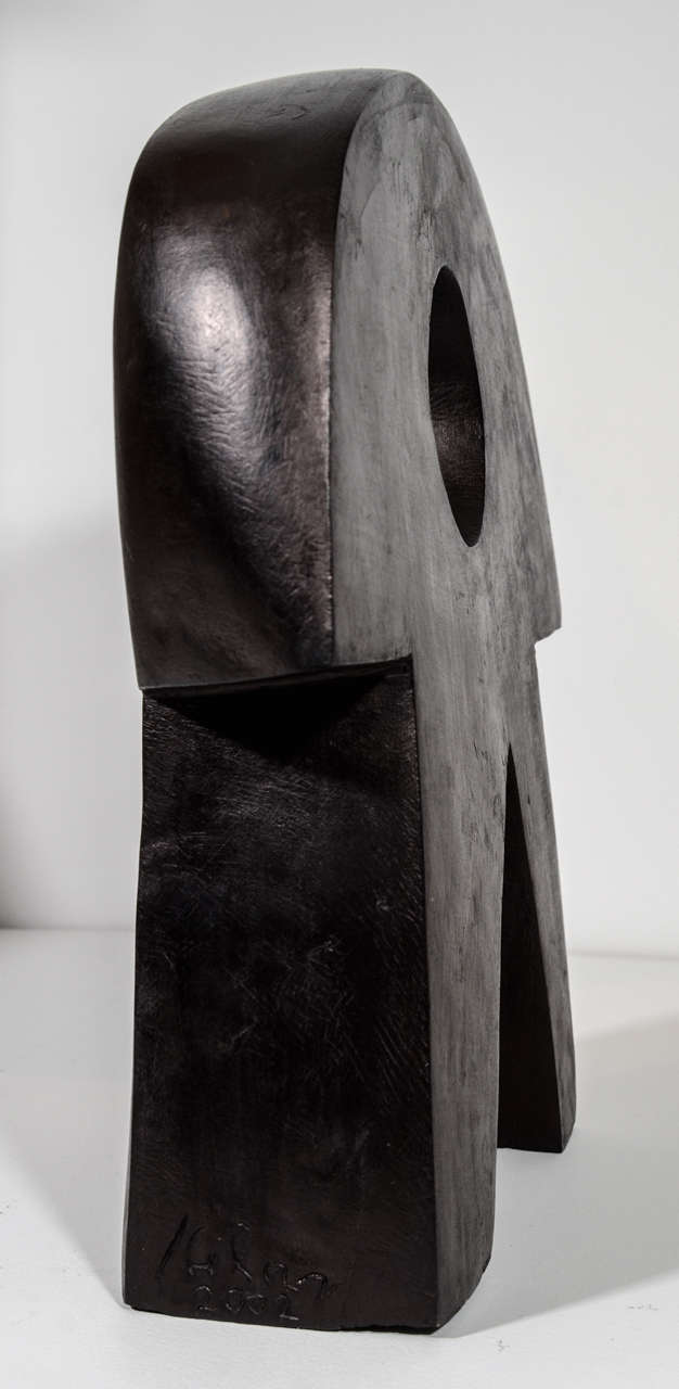 Wooden Black Sculpture By Kilar 1970 at 1stDibs