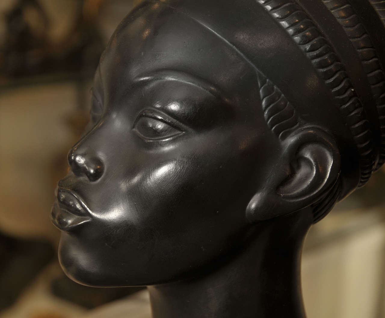 1930s Plaster Bust of an African Woman by C. Andrea For Sale 3
