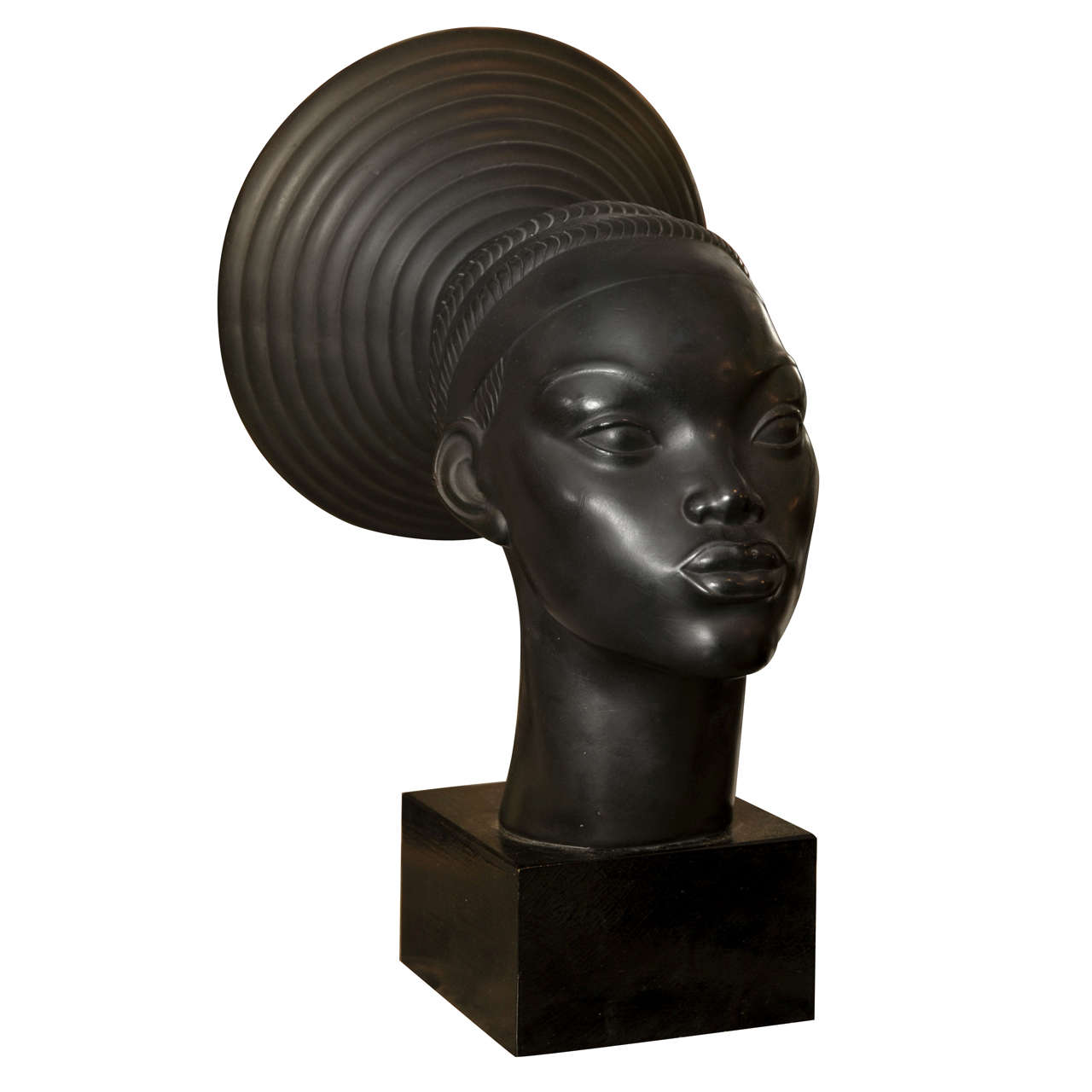 1930s Plaster Bust of an African Woman by C. Andrea For Sale
