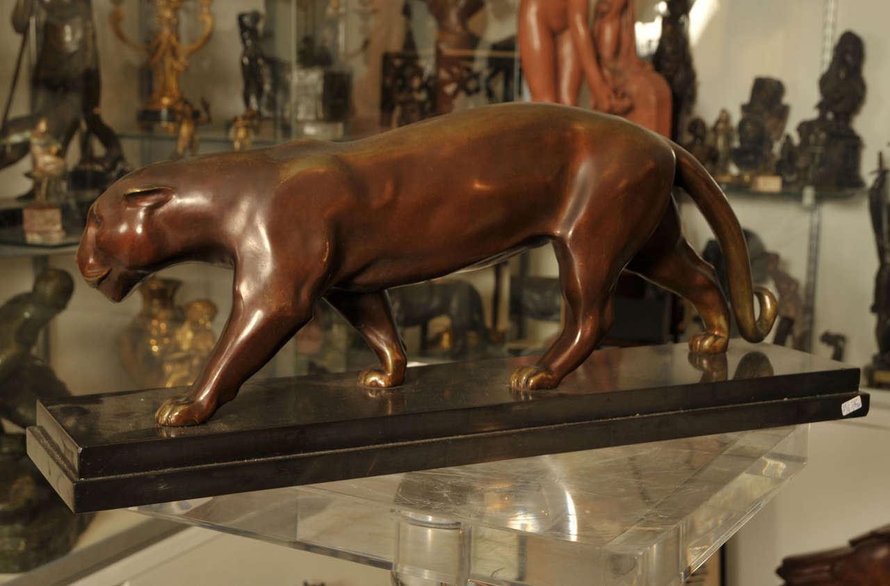 1920-1930 Art Déco Bronze Panther by LUC For Sale 1
