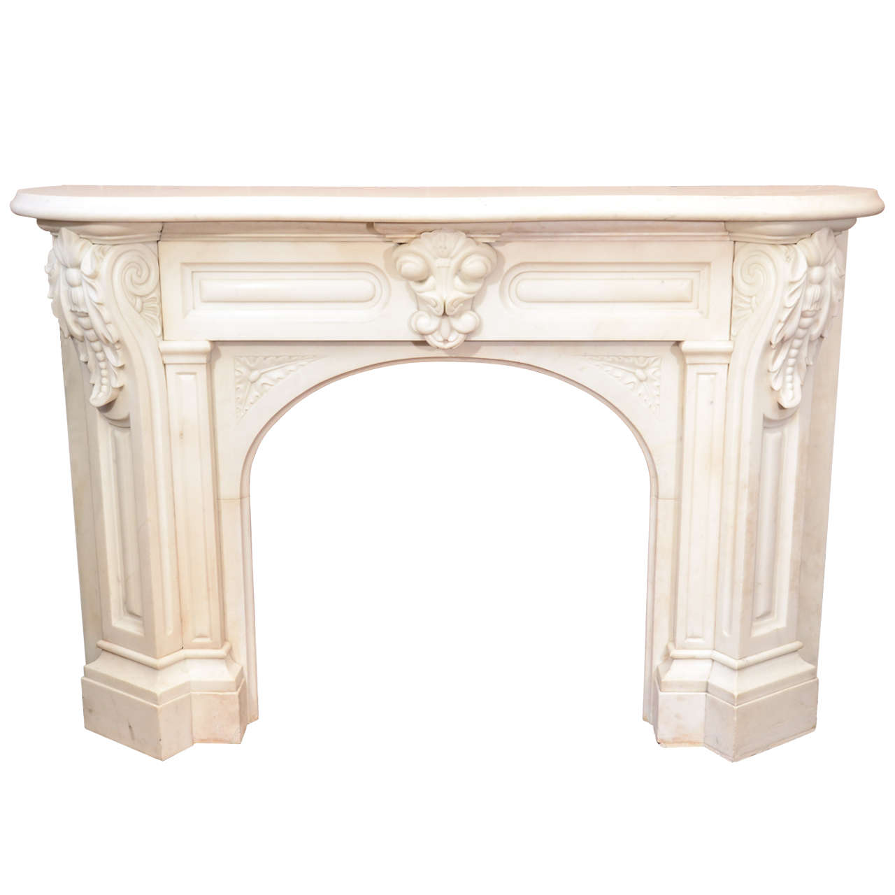 White Arched Victorian Mantel with Corbels
