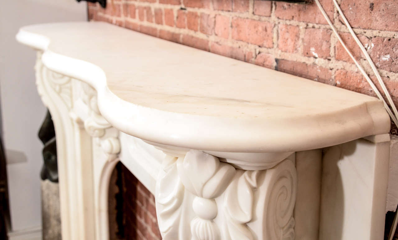 Hand-Carved White Arched Victorian Mantel with Corbels