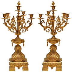Vintage Ornate Brass Candelabras