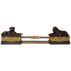 Empire Style Steel and Patinated Bronze Fireplace Fender, French, circa 1890 3