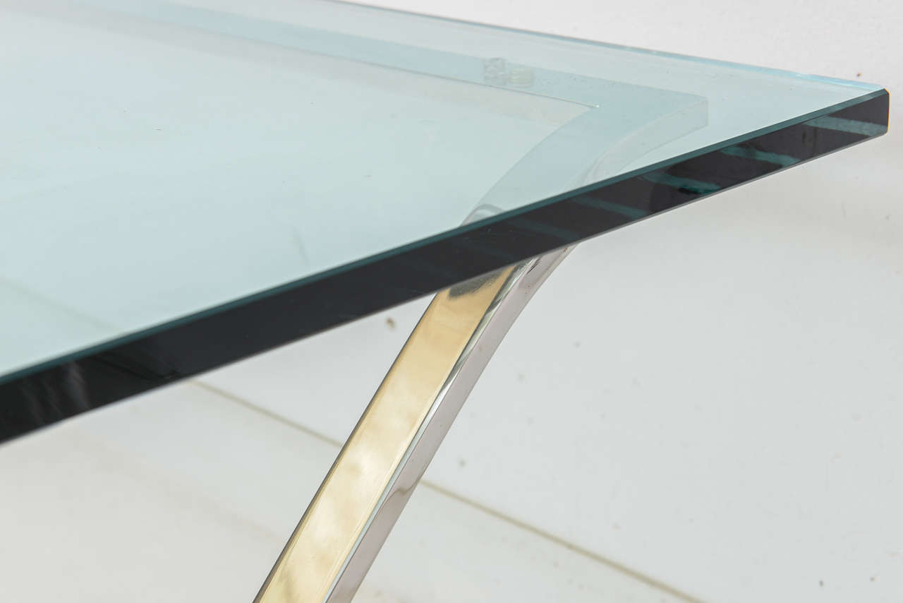 Modern Rectangular Glass and Polished Chrome 