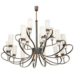 Grand Stilnovo Chandelier with 18 Stripe Glass Tulips