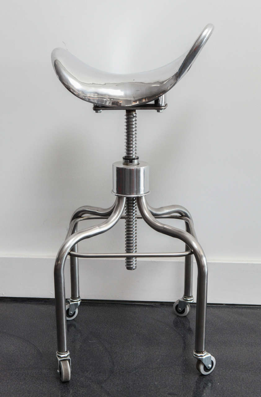 vintage polished aluminum medical chair