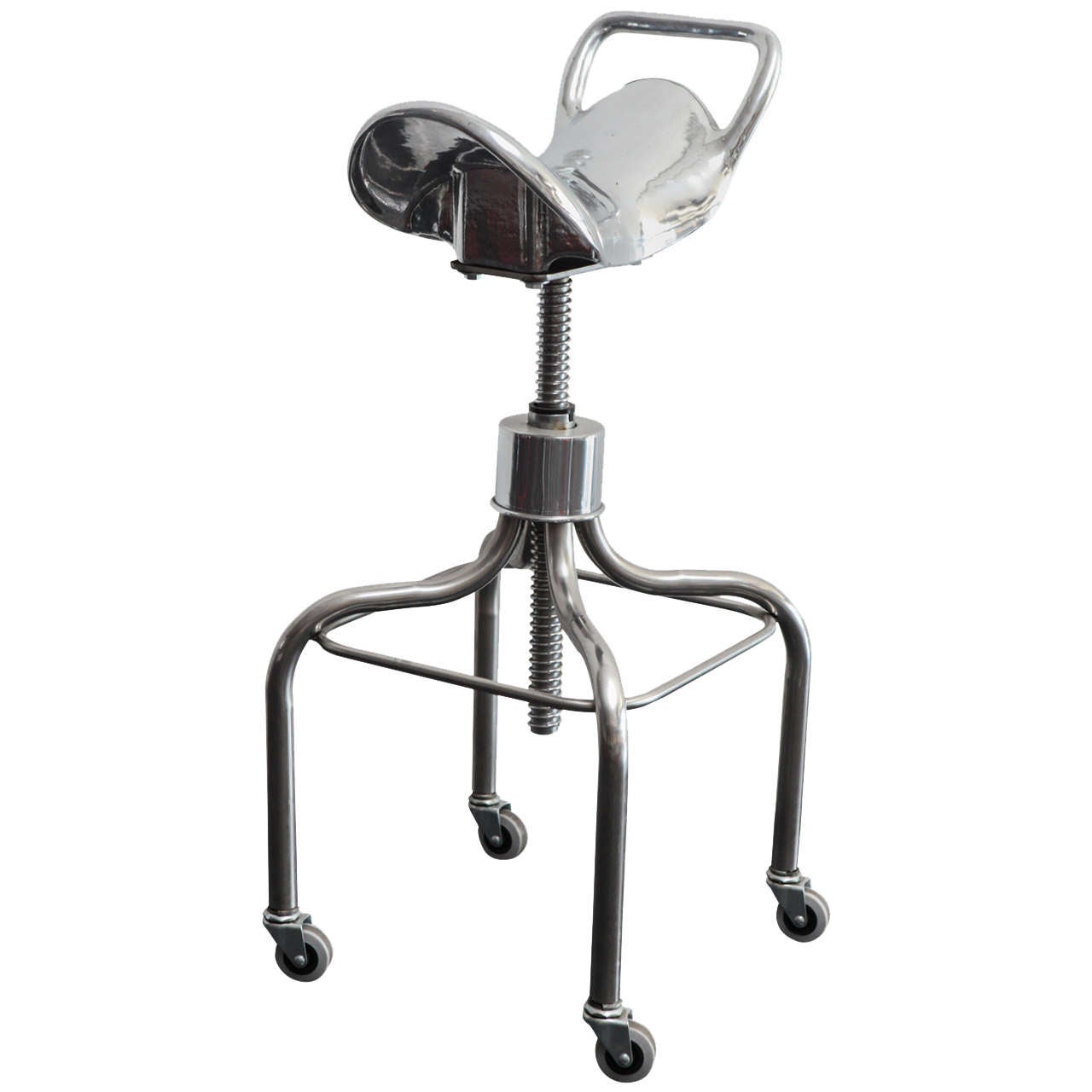 vintage aluminum adjustable stool For Sale