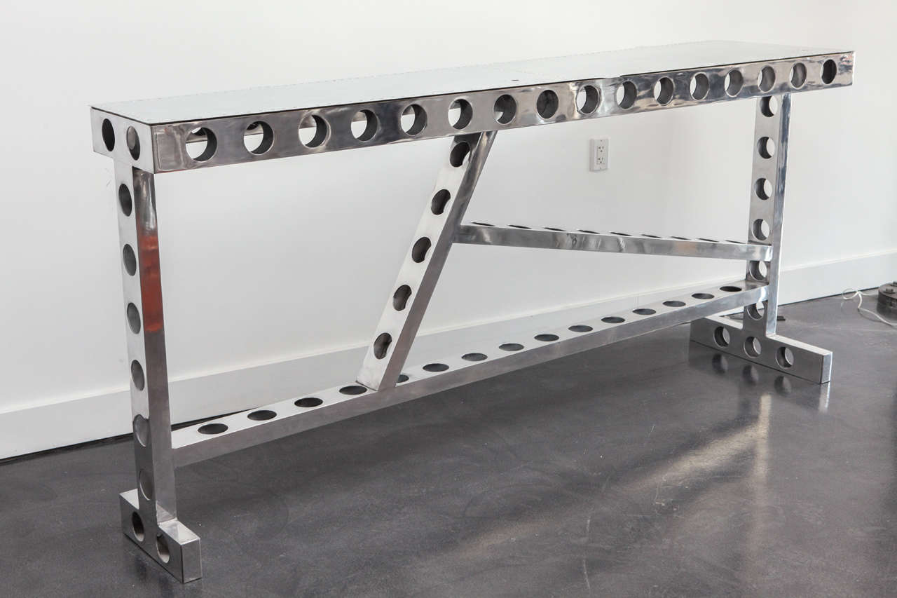 unique polished airplane parts bar table