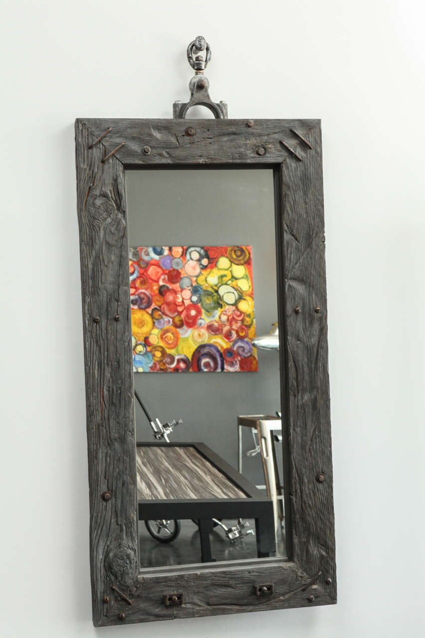 industrial vintage woo and wrought iron  Mirror