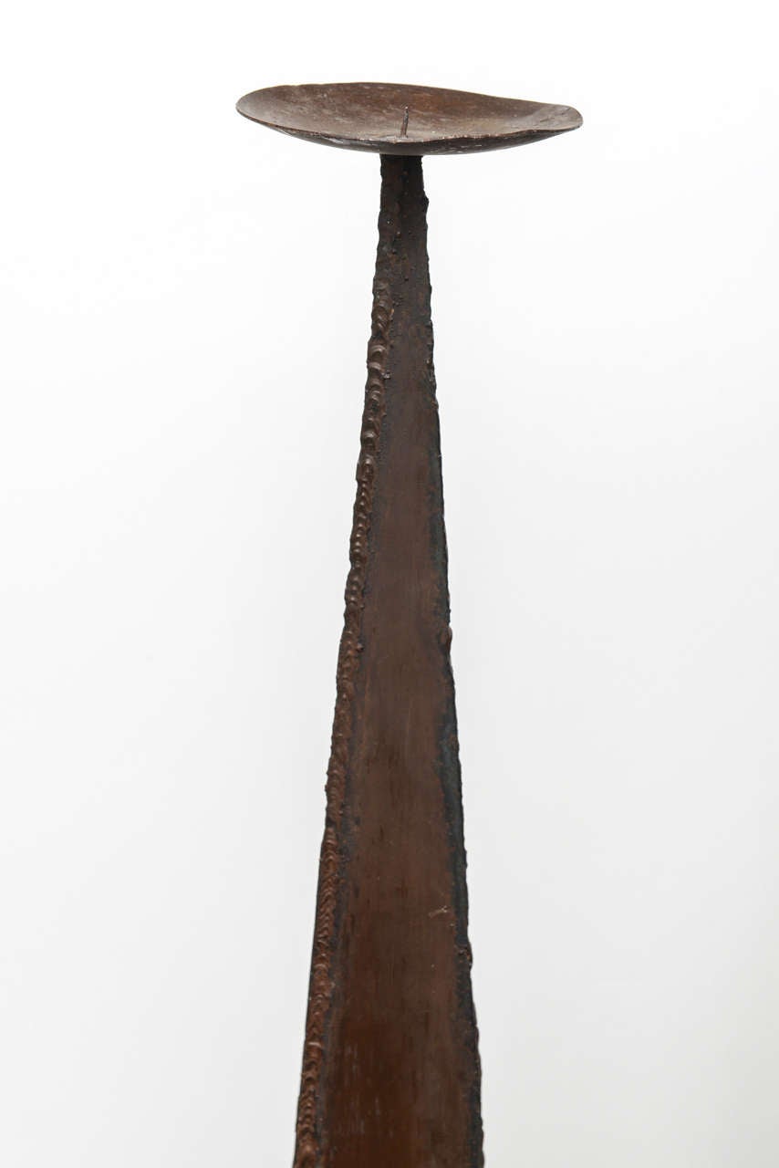 Mid-Century Pair of Iron Sculptural  Candlesticks 1