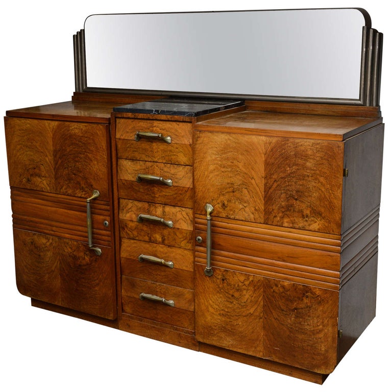 French Art Deco Buffet in Solid Walnut For Sale at 1stDibs