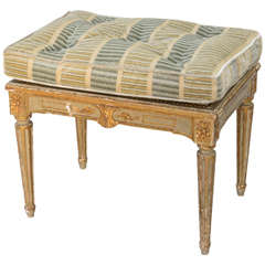 Antique Painted and Parcel Gilt 19c. Louis XVI Bench