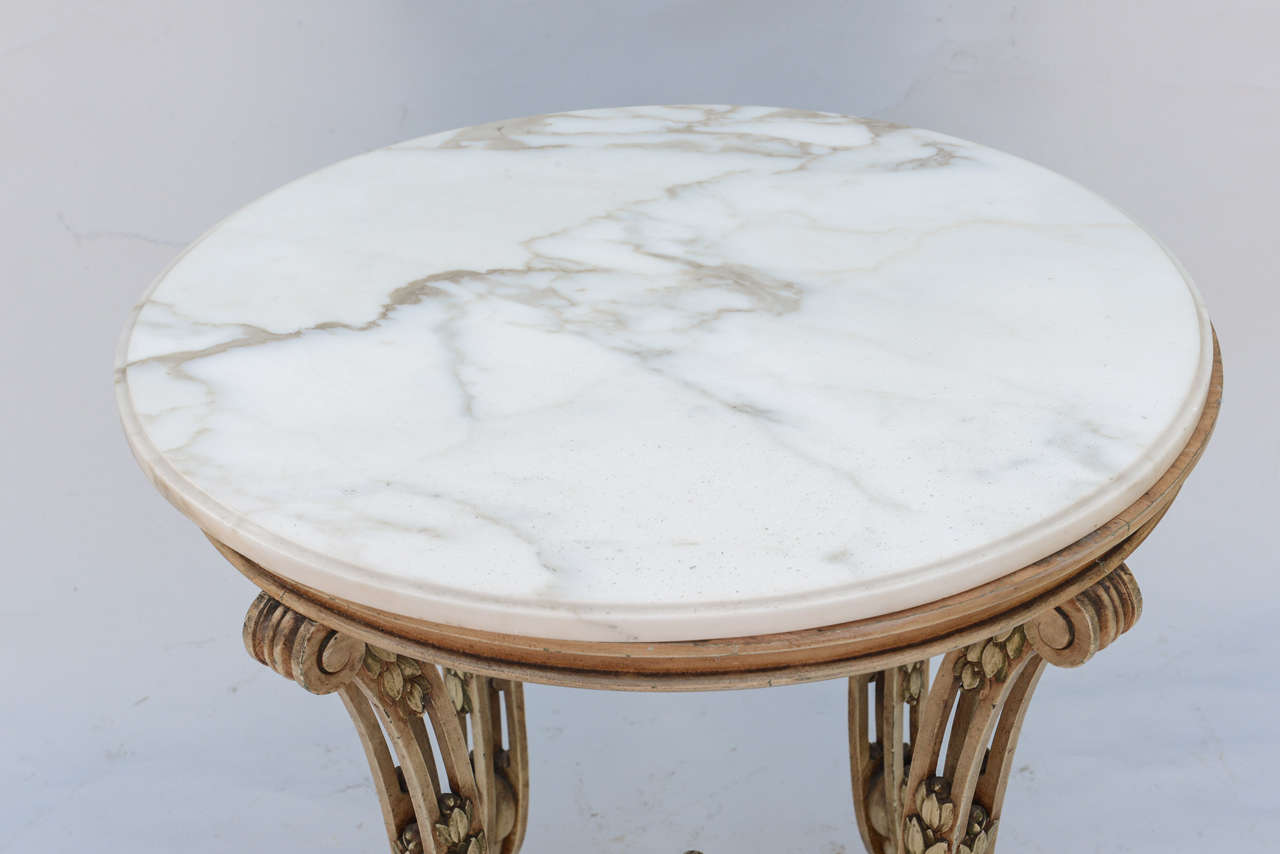 Occasional Table with Round Marble Top on Pierced Painted Base c. 1900 4