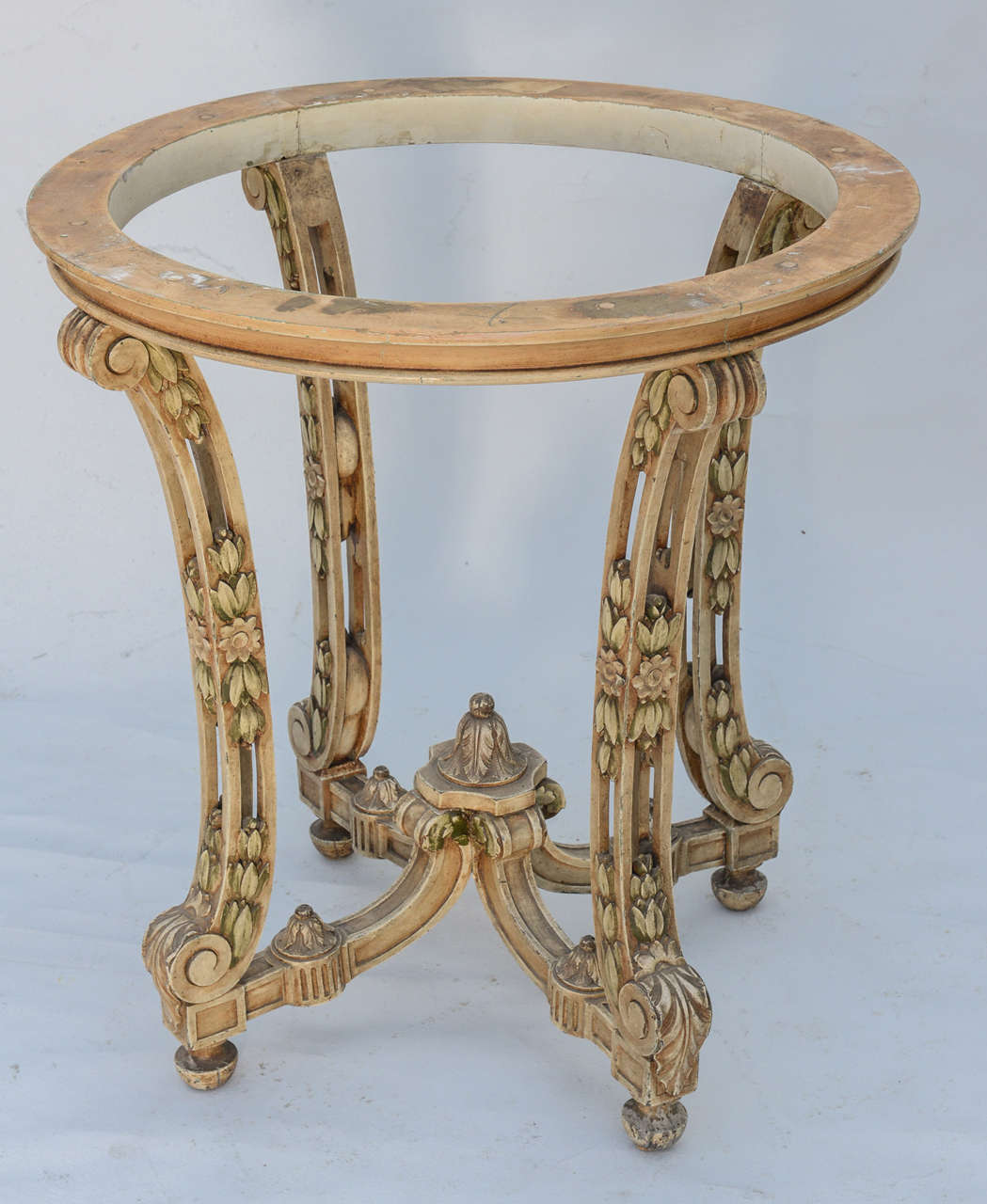 Occasional Table with Round Marble Top on Pierced Painted Base c. 1900 5