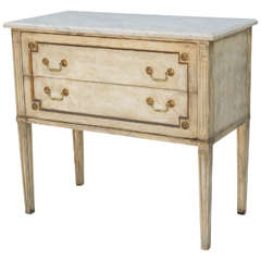 Directoire Style Painted Commode with Carrara Marble Top