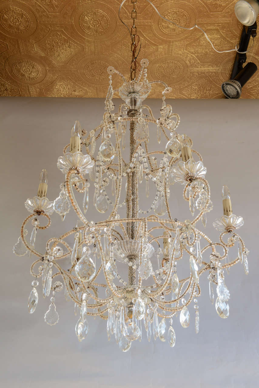 Italian Maria Theresa Beaded Chandelier In Excellent Condition In West Palm Beach, FL