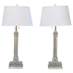Pair of Baccarat Blown Glass Lamps