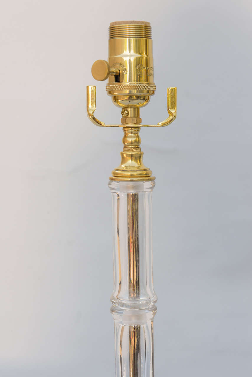 Mid-20th Century Pair of Glass and Brass 