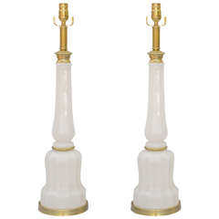 Antique Pair of Opaline Lamps