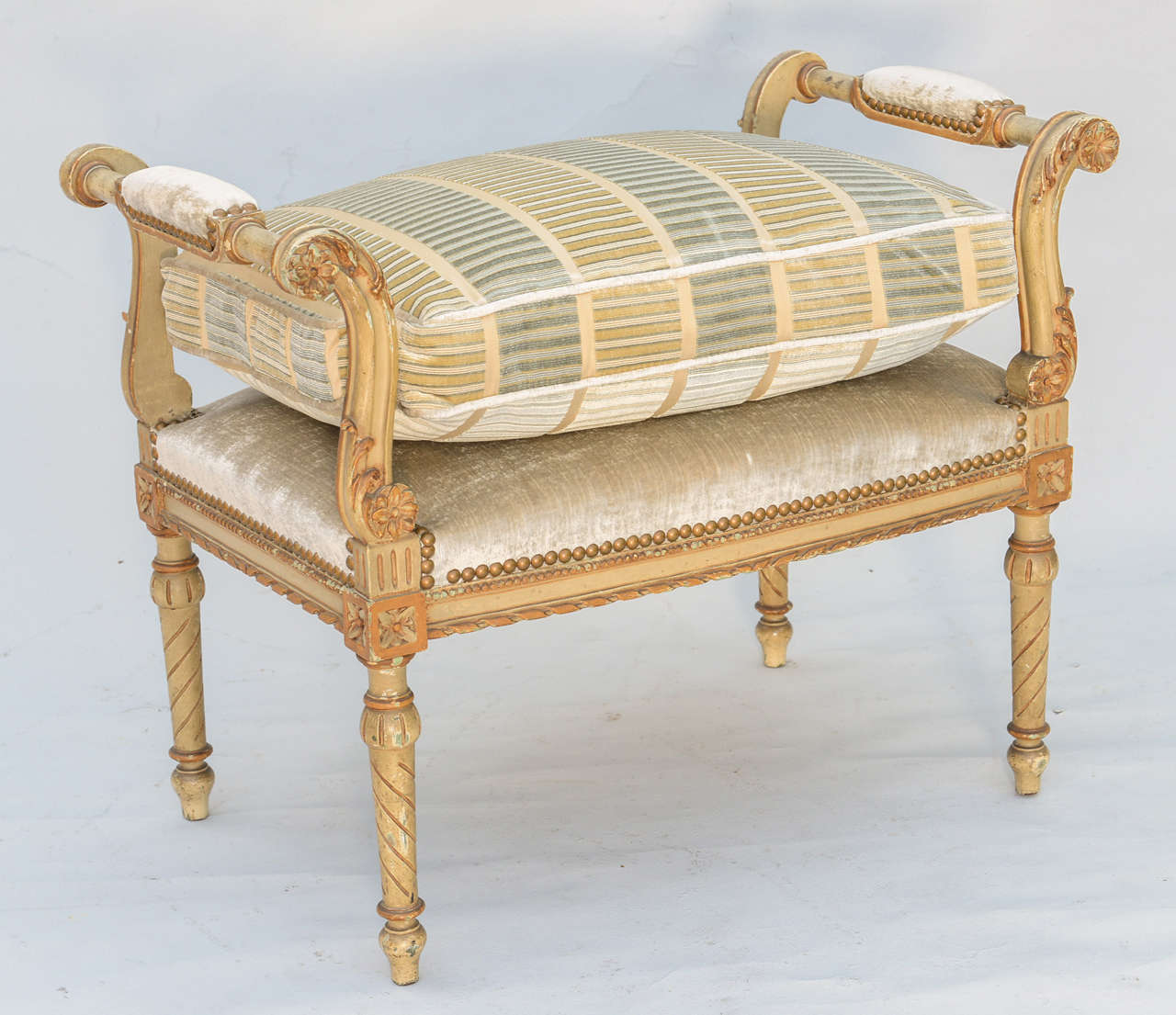 Painted and Parcel Gilt Window Seat Stool, Late 19th Century