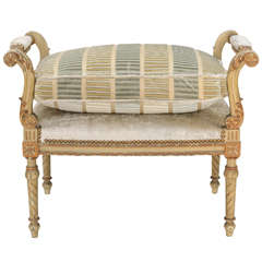 Antique Painted and Parcel Gilt Window Seat Stool, Late 19th Century