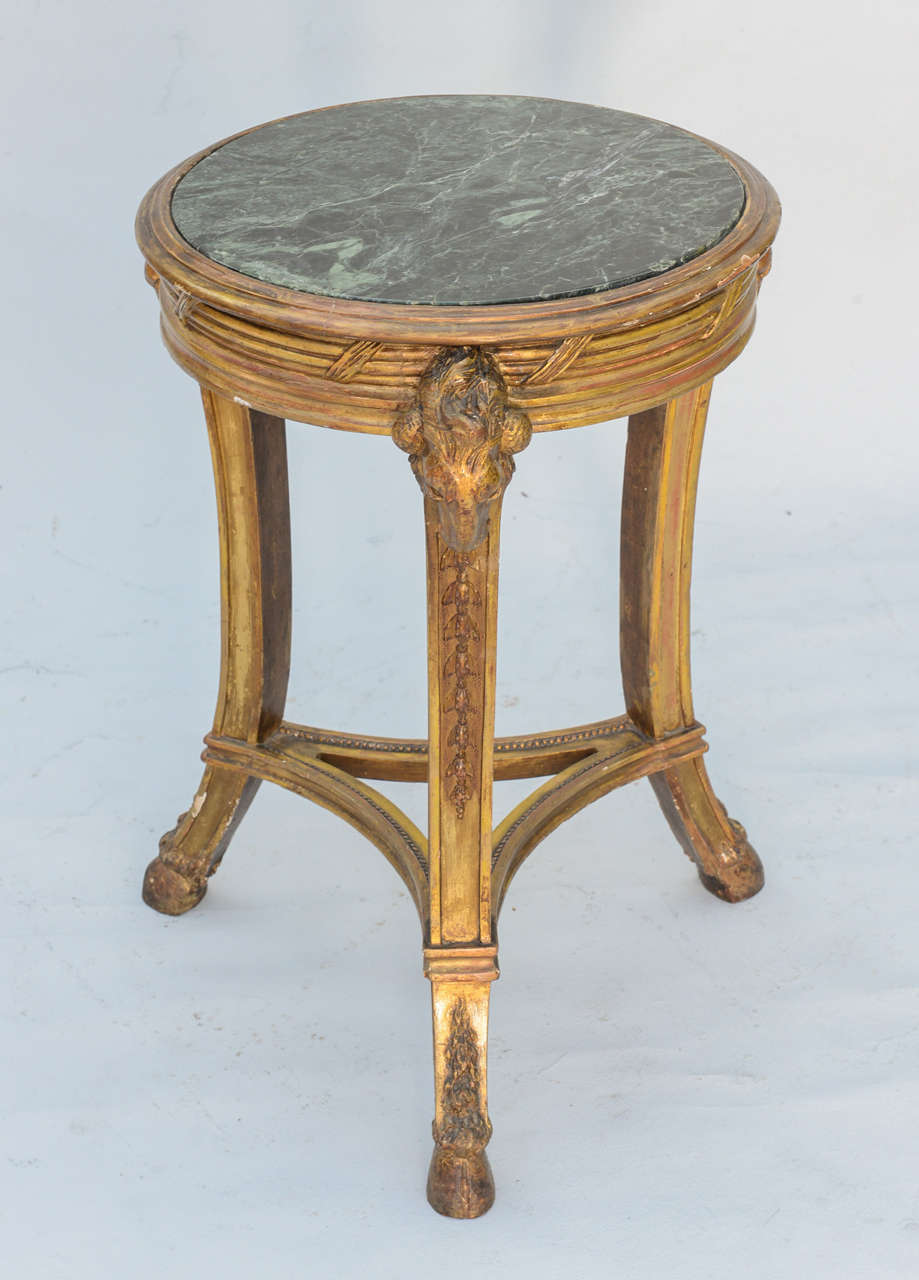 Classical Form Round Giltwood Table with Marble Top