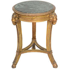 Classical Form Round Giltwood Table with Marble Top