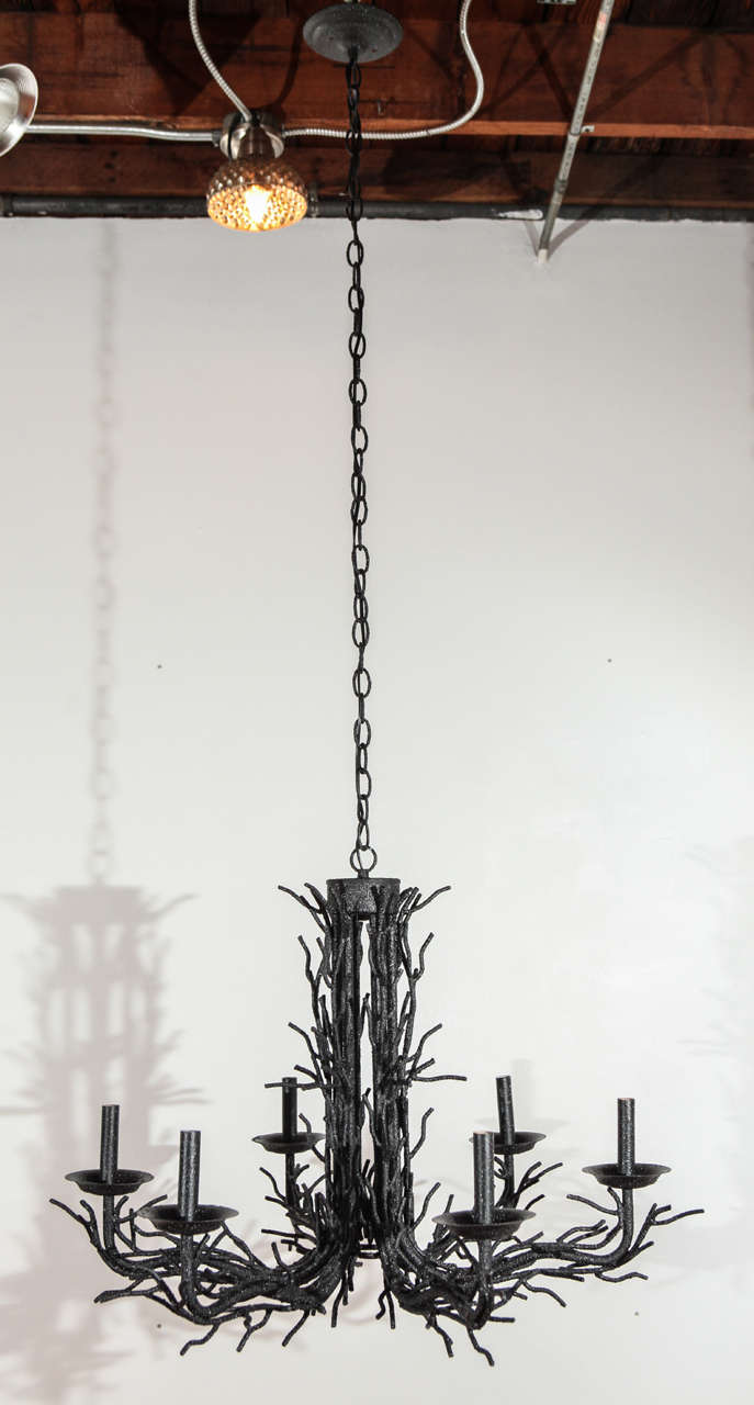 Iron Faux Coral American Chandelier In Good Condition For Sale In Los Angeles, CA