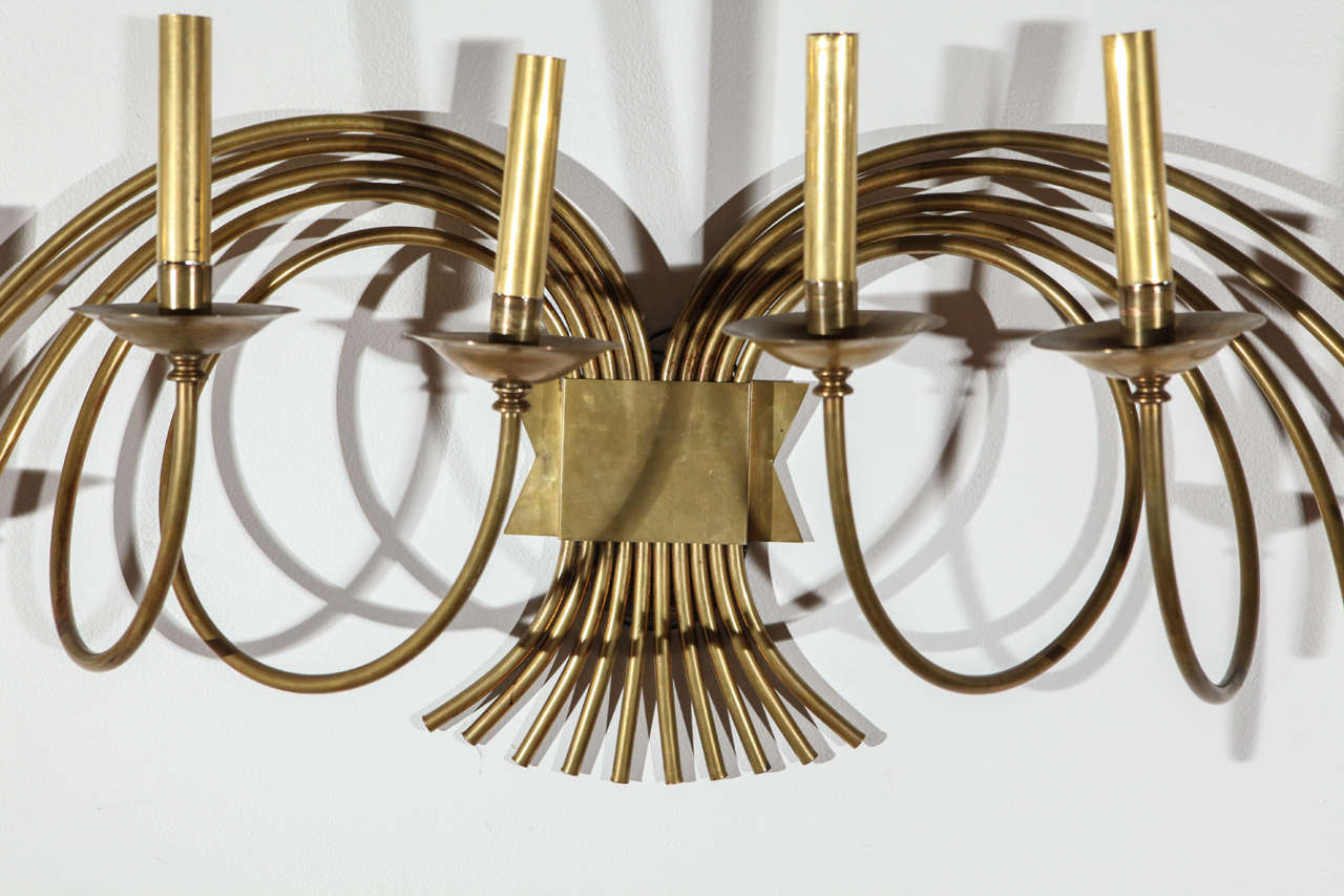 American Mid-Century Brass Sconce For Sale