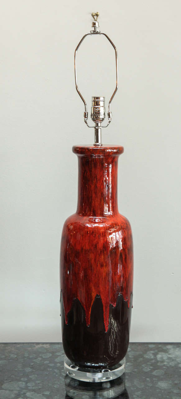 Mid-Century Modern Drip-Glaze Table Lamp