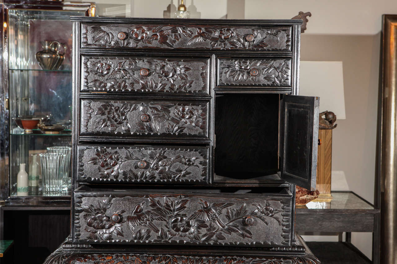 Late 19th Century Carved Hardwood Tall Chest on Stand 4