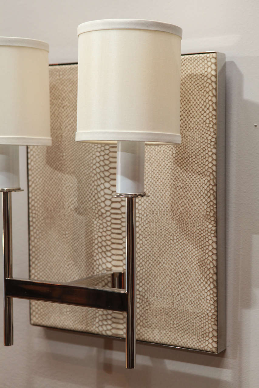 Modern Paul Marra Python Backed Two-Arm Sconce For Sale
