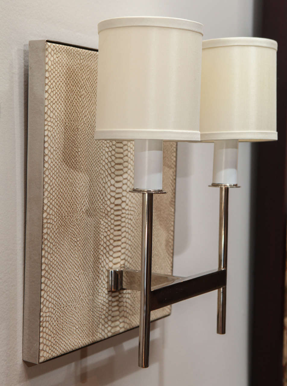 Contemporary Paul Marra Python Backed Two-Arm Sconce For Sale