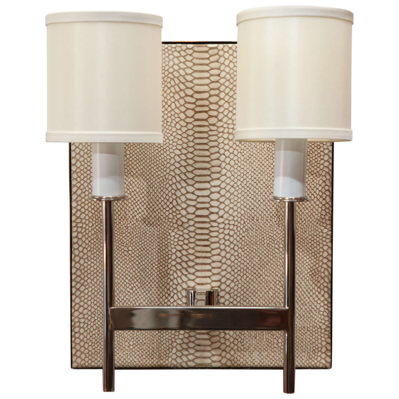 Paul Marra Python Backed Two-Arm Sconce For Sale